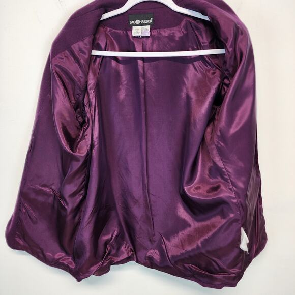 Vintage Sag Harbor Purple Wool Blazer Size 12 Relaxed Fit One Button Lined - Picture 5 of 9